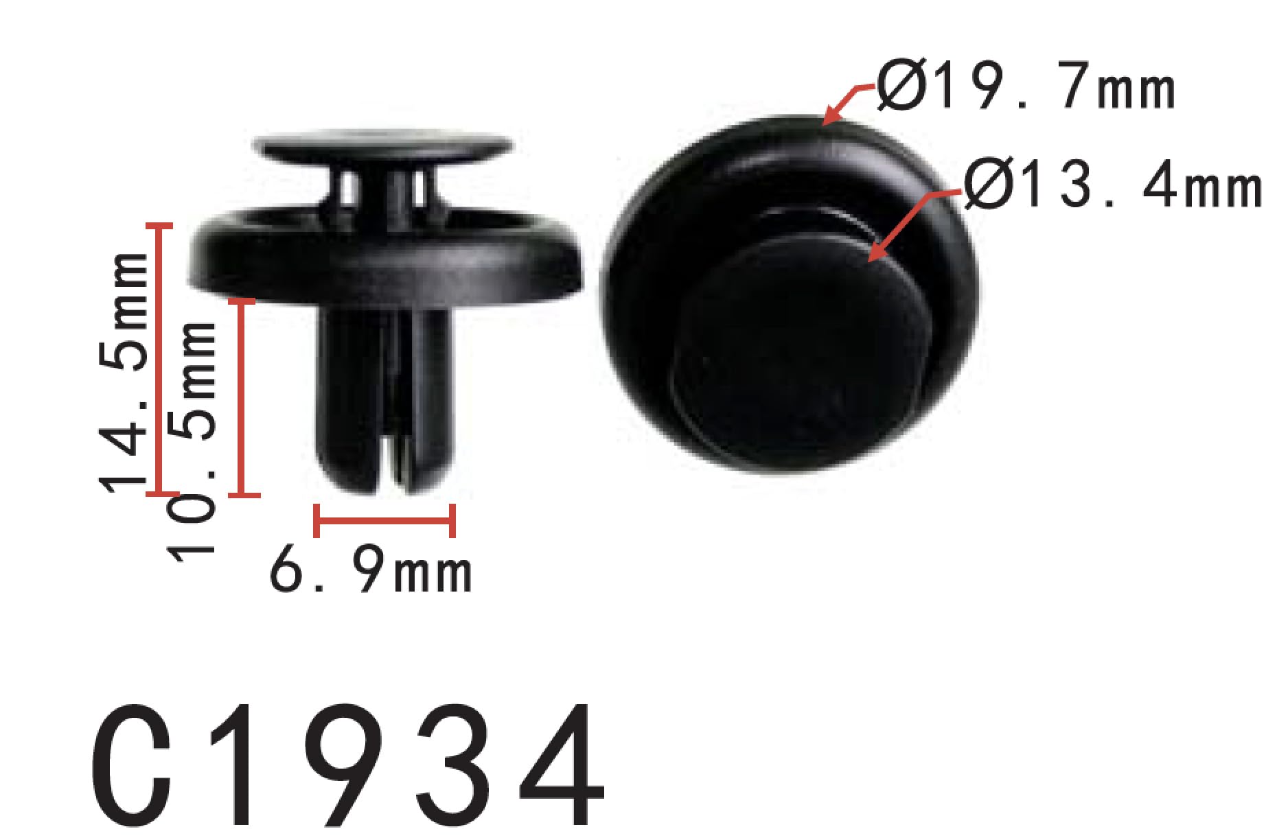 Autobahn88 Clip-Type Push-in Rivet Clip for Front Bumper